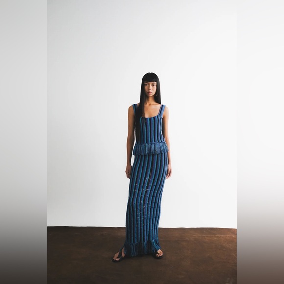 ESCVDO Misti Ankle Skirt - Striped and fringed NWT - Picture 2 of 5